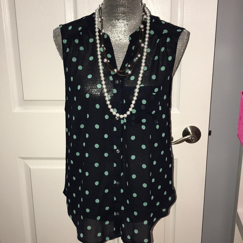 Hollister Sheer Polka Dot Sleeveless Blouse